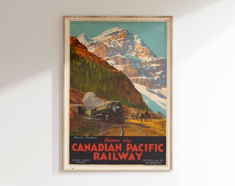 Vintage Canada Pacific Railway Train Travel Poster
