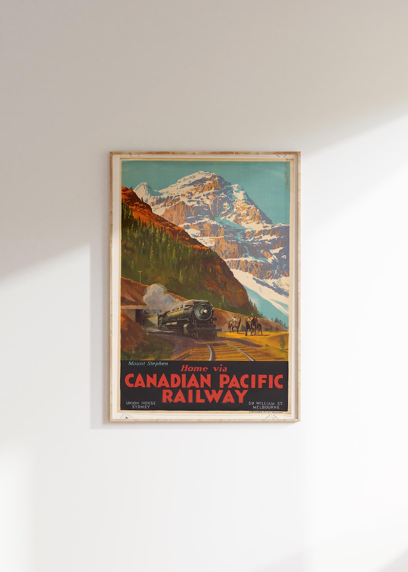 Cartel de tren de Canada Pacific Railway, arte de tren, cartel de tren, cartel de Canadá vintage, arte de viaje imagen 1