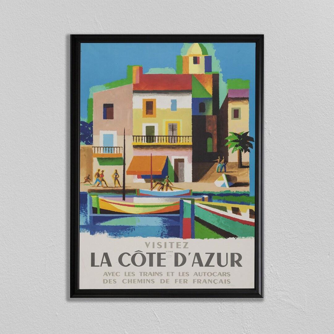 Côte D'azur Poster, French Riviera, Côte D'azur Print, Wall Decor ...