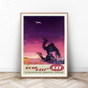Egypt Poster, Egyptian Art Print, Cairo Wall Art, Mummy, Vintage Travel Poster, Home Decor, Egypte
