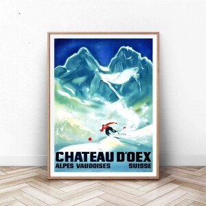 Vintage Ski Poster: Switzerland Travel Art Print