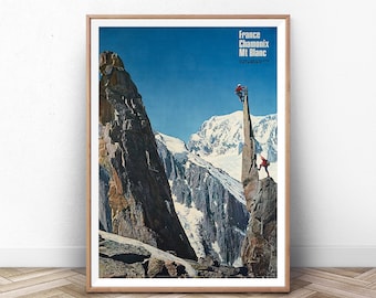 CHAMONIX POSTER: Mont Blanc Poster, French Art, Skiing Print, Mont Blanc Print, Mountaineering, Ski Poster, Paris Print, Wall Art