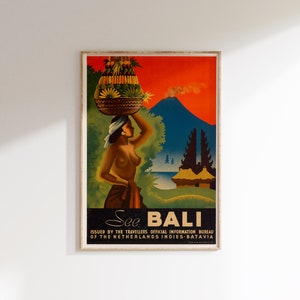 Bali Poster, Vintage Bali Reise Poster, Bali Art, Bali Art Print, Retro Bali art