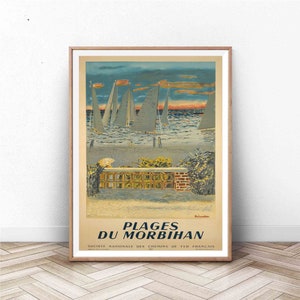France Poster | France Wall Art | Paris Print | Vintage Wall Art | France Travel Poster | Plages Du Morbihan