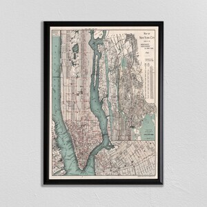 Carte de New York, 1897 NYC, NYC Carte, carte de New York de cru, image de central park, art de central park, carte de central parc, carte de cru, vieille carte