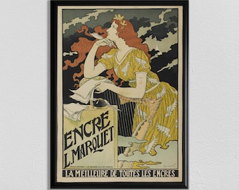 Vintage French ENCRE Poster: Retro Kitchen Art Print