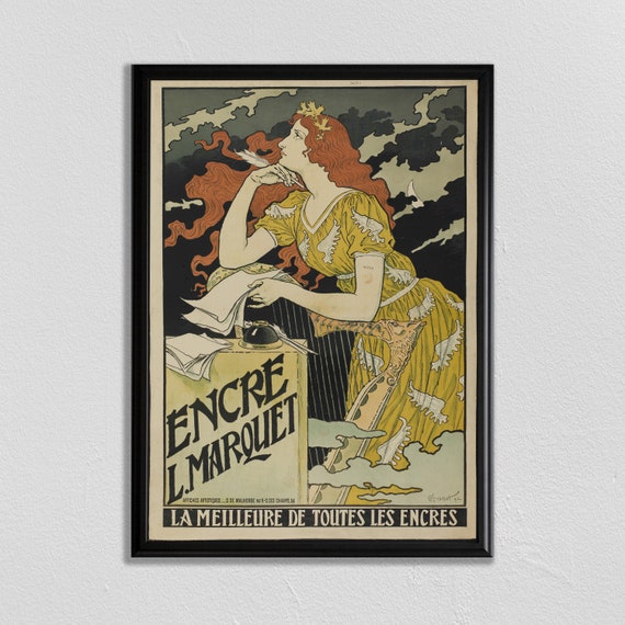 Vintage French ENCRE Poster: Retro Kitchen Art Print