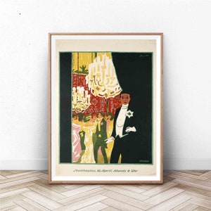 Vintage Poster / 1920s Publicidad Arte / Alcohol Print / Arte de comida y bebida / Arte de cocina / Cóctel Champagne Print