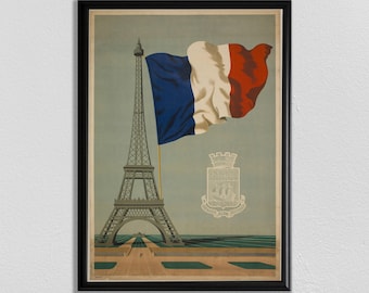 Vintage Eiffel Tower Poster: France Travel Art Print