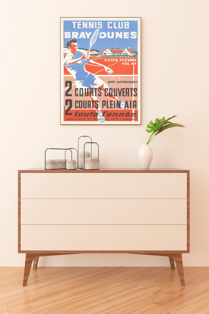 Vintage Tennis Poster Sports Print Vintage Sport Wall Art Etsy