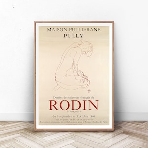 RODIN Vintage Exhibition Poster, Modern Wall Art, Mid Century Modern Art Print, Museum Print, Paris Wall Art, Wall Art Prints, Paris Print