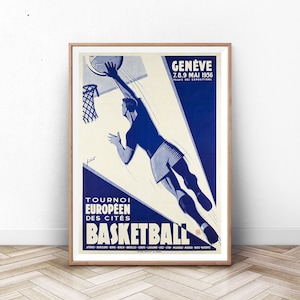 Basketball Poster, Sports Print, Vintage Sport Wall Art, Basketball Print, Vintage Basketball Poster