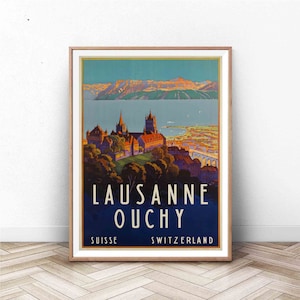Lausanne Poster | Vintage Reise Poster | Tourismus Wall Art | Schweiz Poster