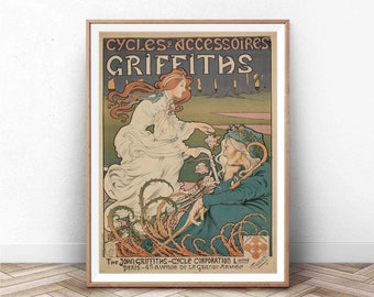 Vintage Bicycle Art Nouveau Poster: Paris Cycle Advertisement