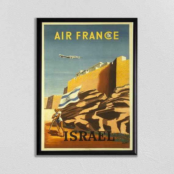 Tel Aviv Israel Beach Retro Travel Advertisement Art Deco Poster Print