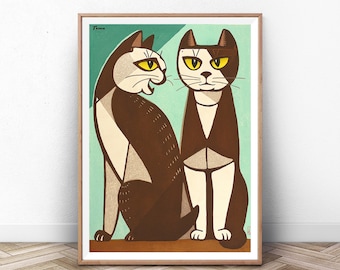 斎藤清「二匹の猫」版画：日本の木版画 - Etsy 日本