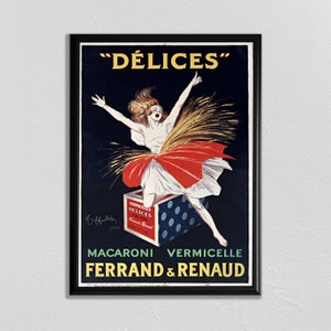 Paris Wall Art, Vintage French Poster, Leonetto Cappiello, &quot;Délices&quot;, Vintage Advertisement, Retro Ad, Literary Poster, Library Poster