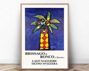Cote d'Azur Exhibition Print: Mid-Century Modern Palm Tree Poster
