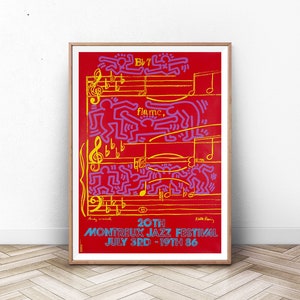 Cartel del FESTIVAL DE JAZZ DE MONTREUX: Cartel de la exposición del museo, arte moderno de la pared, impresión de arte moderno de mediados de siglo, impresión de museo, impresión de arte mural de París imagen 1