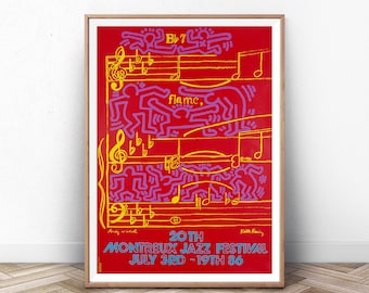 Cartel del FESTIVAL DE JAZZ DE MONTREUX: Cartel de la exposición del museo, arte moderno de la pared, impresión de arte moderno de mediados de siglo, impresión de museo, impresión de arte mural de París