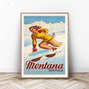 MONTANA SKI POSTER: Mont Blanc Poster, French Art, Skiing Print, Mont Blanc Print, Mountaineering, Ski Poster, Paris Print, Wall Art
