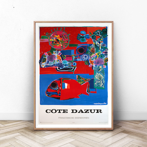 Impresión de la Costa Azul, Cartel de viaje de Francia, Impresión de París, Arte de la pared de París, impresión de Francia, arte de pared de mediados del siglo, arte moderno de la pared, Affiche