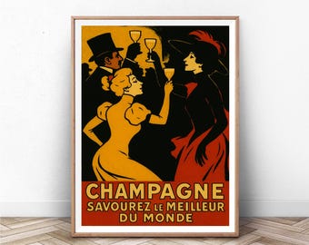 ヴィンテージシャンパンポスター：パリの貴婦人、1940年代のレトロな