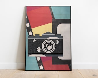 Sztuka z aparatem fotograficznym w stylu vintage: dekoracja wnętrz