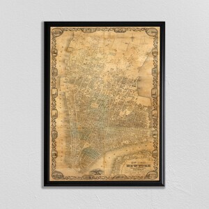 Carte de New York, 1852 NYC, NYC Carte, carte de New York de cru, image de central park, art de central park, carte de central parc, carte de cru, vieille carte