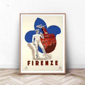 Florence Poster | Italy Wall Art | Italian Print | Vintage Wall Art | Italy Travel Poster | firenze statue of david