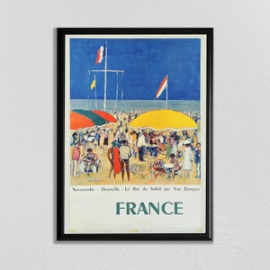 Cartel de Viaje de Francia, Arte de la Pared de París, Impresión de la Riviera Francesa, Impresión de Francia, Normandía, La Plage, Vintage Travel, Arte de la pared de la playa imagen 1