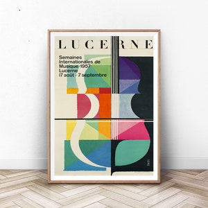 LUCERNE: Cartel de la Exposición de los Museos, Arte de pared moderno, Impresión de arte moderno de mediados de siglo, impresión de museos, arte de la pared de París, impresión de París