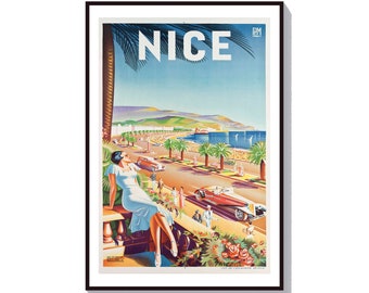 Vintage Nice France Travel Poster: Paris Wall Art