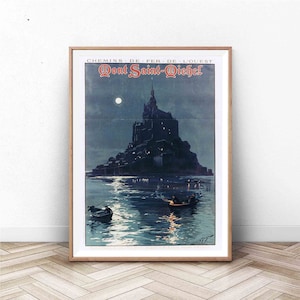 Cartel de Mont Saint Michel / France Wall Art / Paris Print / Vintage Wall Art / France Travel Poster / imagen 1
