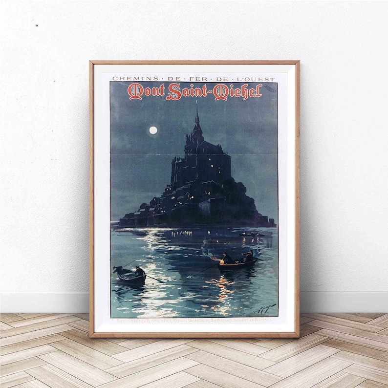 Cartel de Mont Saint Michel / France Wall Art / Paris Print / Vintage Wall Art / France Travel Poster / imagen 1