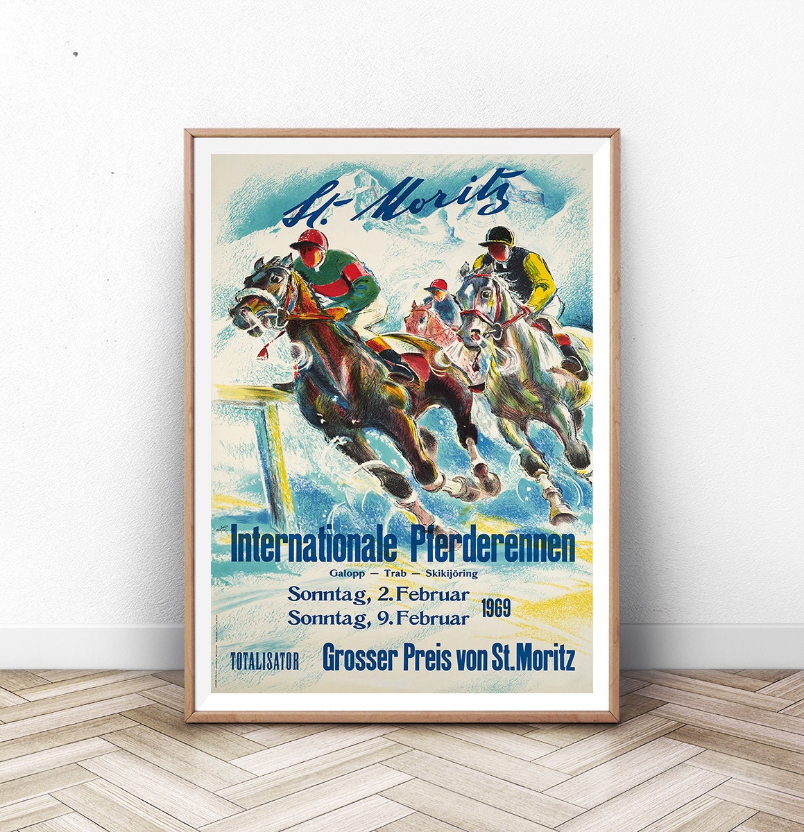 St. Moritz Horse Racing Vintage Poster: Horse Lover Gift - Etsy