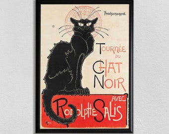 Le Chat Noir - French Poster, Tournee Du Chat Noir, Black Cat, Vintage French, Chat Noir Poster, French Black Cat Poster, Vintage Poster
