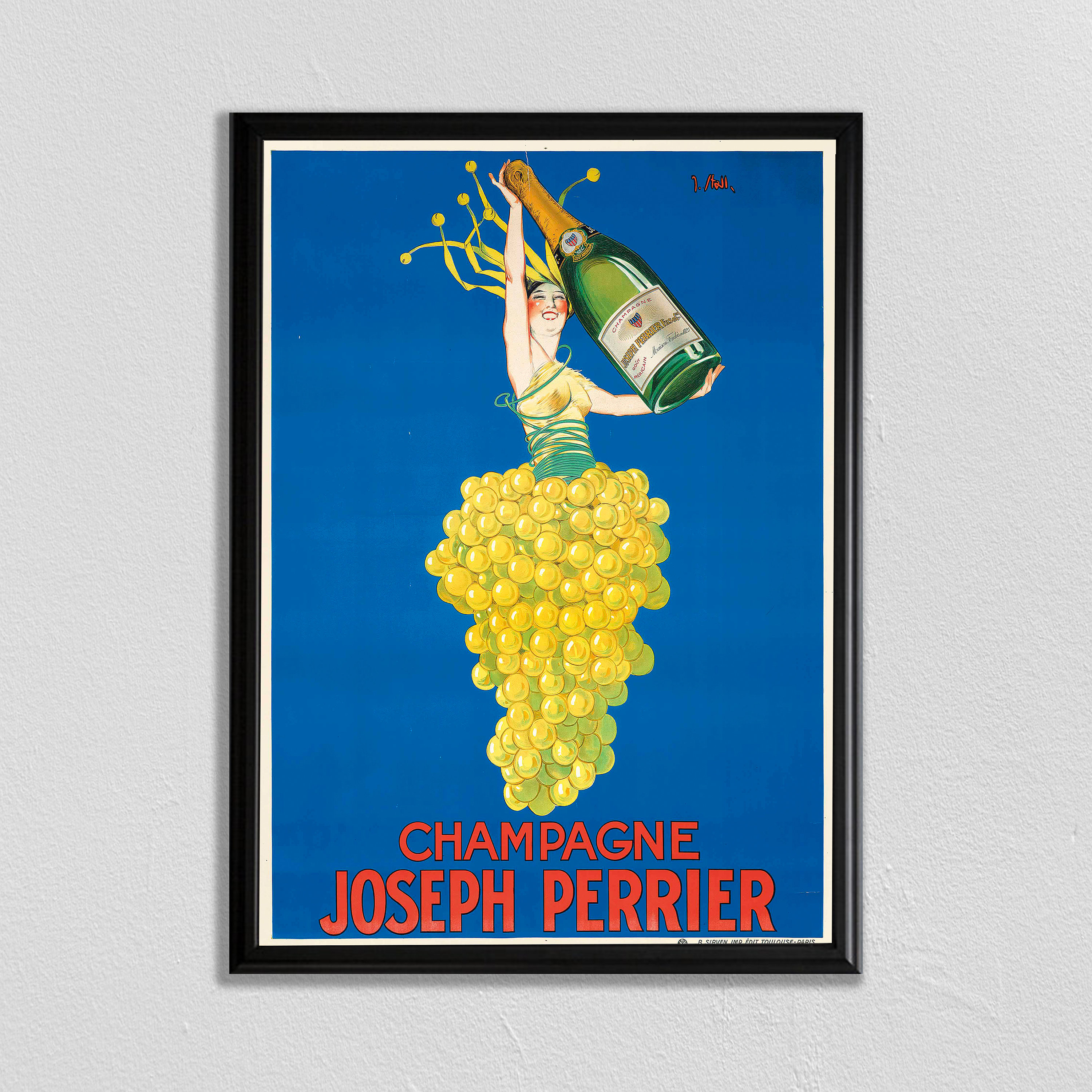 Vintage Champagne Poster: Joseph Perrier, Paris Bar Decor - Etsy