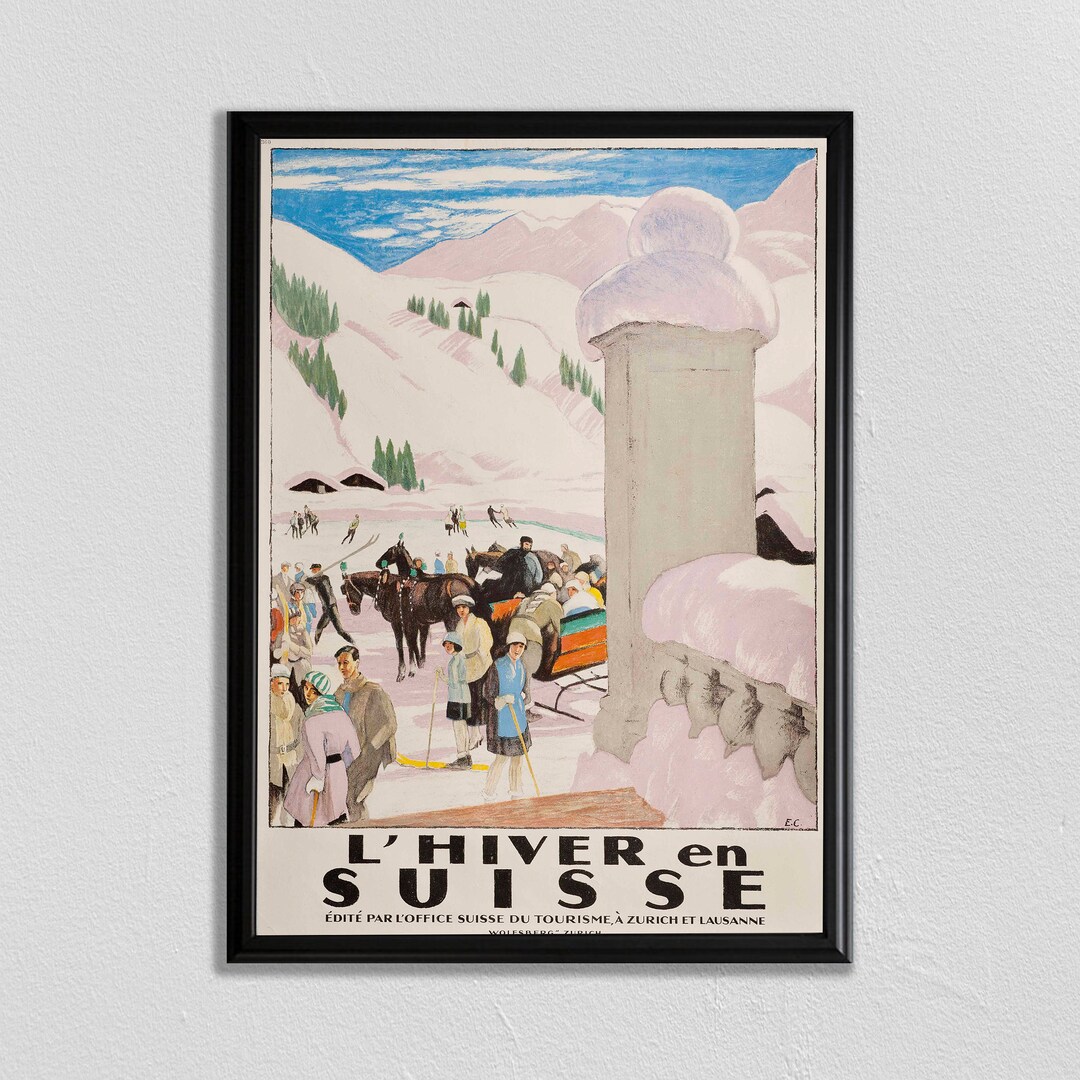 Vintage Switzerland Ski Poster: Zermatt Travel Art - Etsy