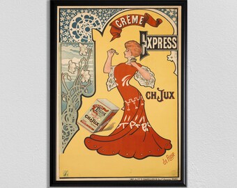 Poster francese vintage CREME EXPRESS: stampa artistica da cucina retrò