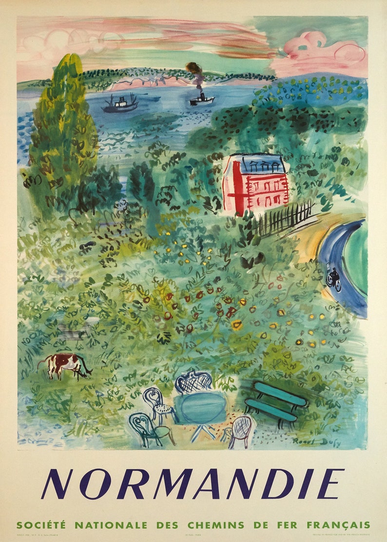 Cartel de Normandía, cartel de viaje de Francia, impresión de París, arte de la pared de París, impresión de la Riviera francesa, impresión de Francia, arte de pared moderno, Affiche imagen 3