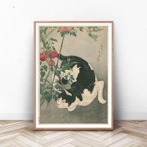 猫のプリント、日本の木版画、日本のアートプリント、アート、ホームデコレーション、ウォールアートプリント、アンティークプリント、日本のポスター、日本の装飾、アジアンデコ、富士山