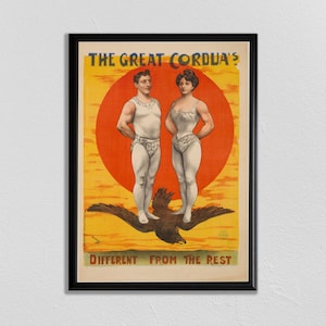 Acrobat Poster, Circus Poster, Art, Circus Decor, THE GREAT CORDUAS, Vintage Circus Poster, Retro Circus Art