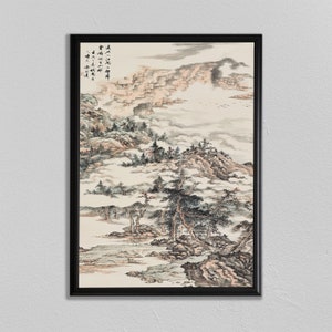 china art chinese painting  asian decor home wall art decor gift japan print minimalist vintage antique mountain