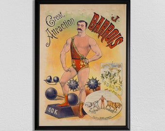 Bodybuilding Poster, Gym Art Work, arnold schwarzenegger art, motivational poster, fitness poster, vintage circus poster