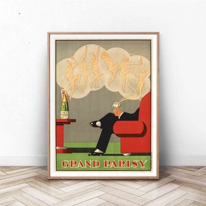 Cartel de alcohol vintage / Arte de cóctel / Arte de bar de cocina / Arte de comida y bebida / Publicidad vintage / Arte de champán
