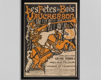 cartel medieval, caballeros de templarios, impresión de circo, arte de la pared de París, decoración del hogar, arte del teatro, affiche