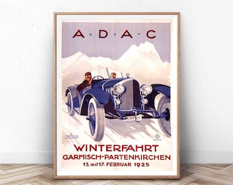 Vintage Grand Prix Poster | Car Print | Racing Art | Monaco | hot rod