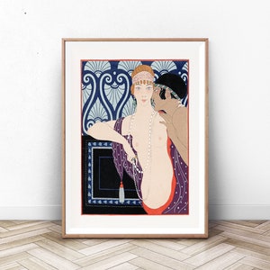 george barbier print, fashion illustration, home decor, paris wall art, vintage, girls room, classic