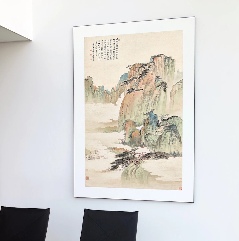china art chinese painting asian decor home wall art decor gift japan print minimalist vintage antique mountain